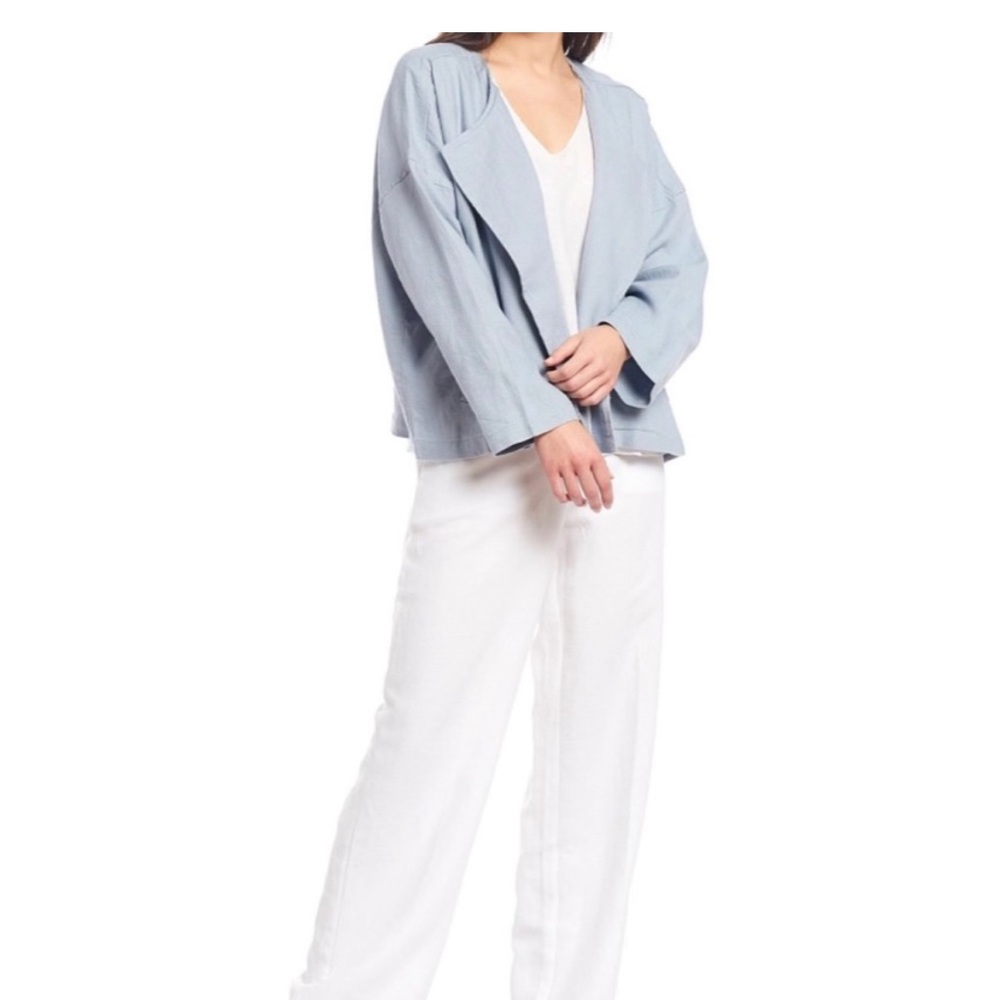 Eileen Fisher Light Blue Open-Front Blazer Jacket